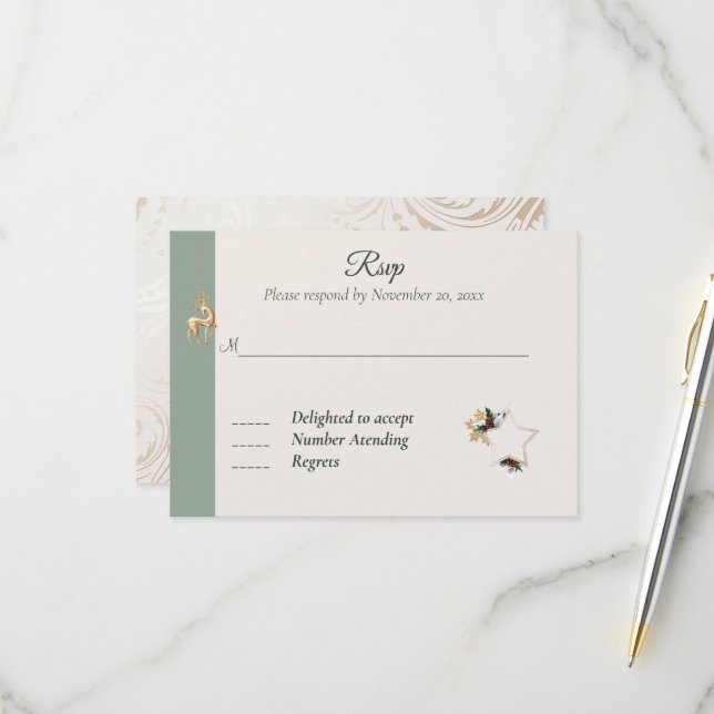 Elegante Winter Foto Wedding Response Card RSVP Karte (Vorderseite/Rückseite Beispiel)