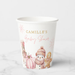 Elegante Winter Girl Baby Shower Pappbecher