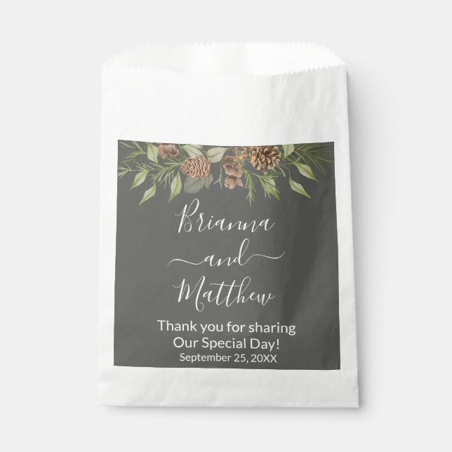 Elegante Winter Gray Gastgeschenk Hochzeit Bag Geschenktütchen (Vorderseite)