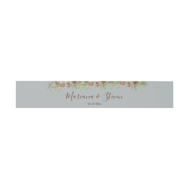 Elegante Winter Gray Wedding Einladungsbanderole (Flach)