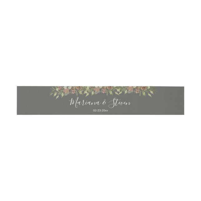Elegante Winter Gray Wedding Einladungsbanderole (Flach)