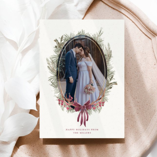 Elegante Winter Greenery Single Foto Einladung (Von Creator hochgeladen)