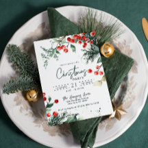 Elegante Winter Greenery Weihnachten Party Einladu
