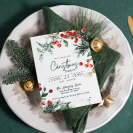 Elegante Winter Greenery Weihnachten Party Einladu Einladung
