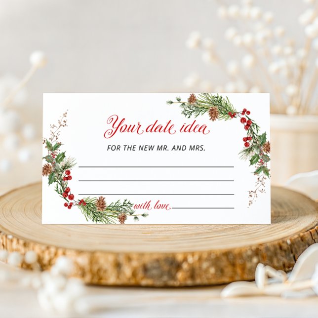 Elegante Winter-Grün-Dating-Idee Begleitkarte (Von Creator hochgeladen)