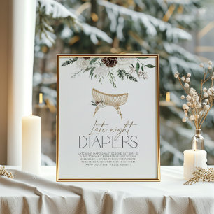 Elegante Winter Immergrün Windeln für die späte Na Poster