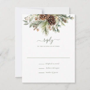 Elegante Winter-Kieferngrün RSVP Karte