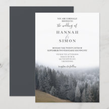 Elegante Winter Mountain Pines Hochzeit Einladung