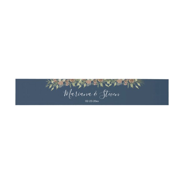 Elegante Winter Navy Blue Wedding Einladungsbanderole (Flach)
