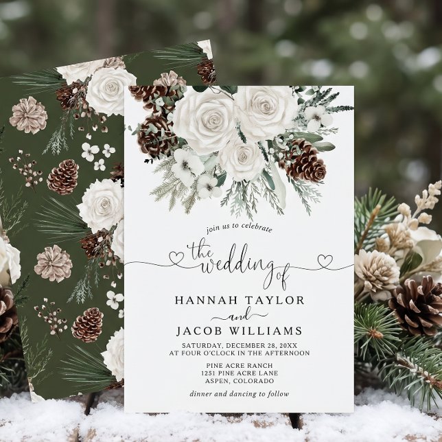 Elegante Winter Pine Wedding Einladung (Von Creator hochgeladen)