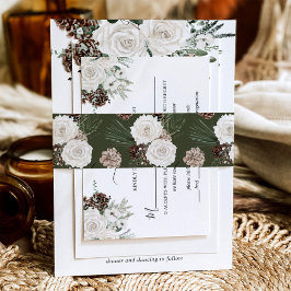 Elegante Winter Pine Wedding Einladungsbanderole