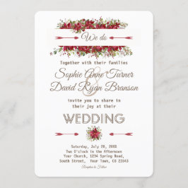 Elegante Winter Poinsettia Blume Hochzeit Einladun Einladung