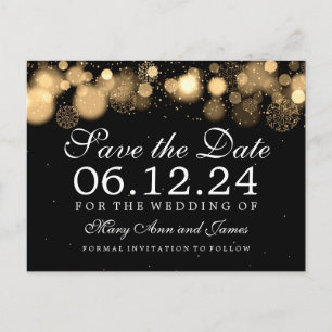 Elegante Winter Save the Date Gold Lights Ankündigungspostkarte