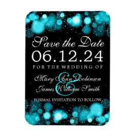 Elegante Winter Save the Date türkisfarbene Lichte Magnet
