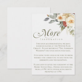 Elegante Winter Script Calligraphy Floral Wedding Begleitkarte