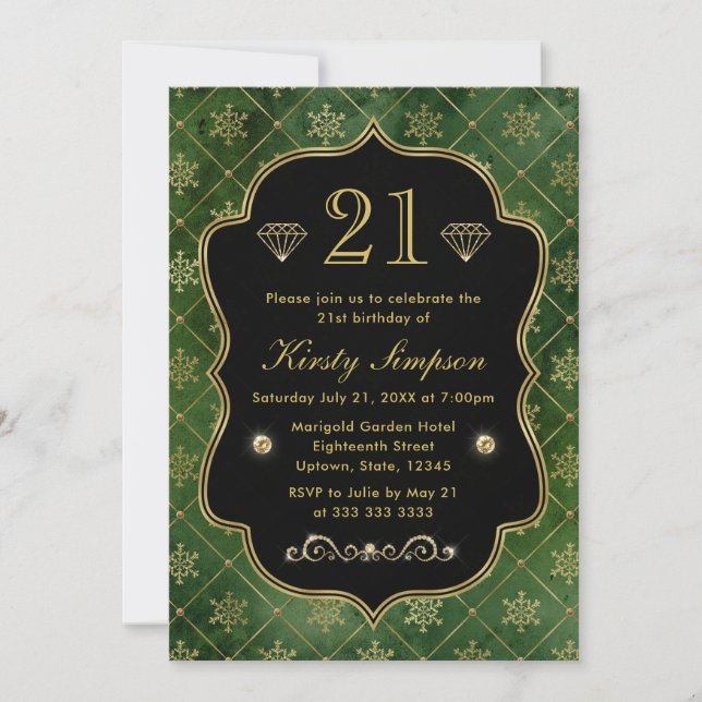 Elegante Winter Snowflakes zum Geburtstag Einladung (Vorderseite)