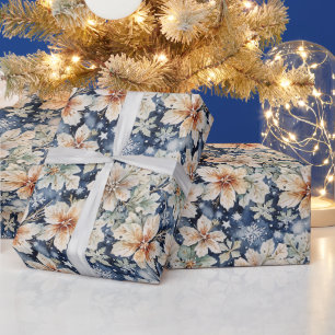 Elegante Winter-Wasserfarbe Creme-Weihnachtsstern Geschenkpapier