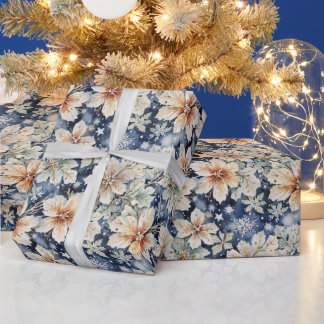 Elegante Winter-Wasserfarbe Creme-Weihnachtsstern Geschenkpapier