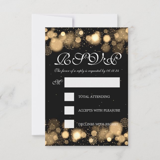 Elegante Winter Wedding UAWG Gold Lights RSVP Karte (Vorderseite)