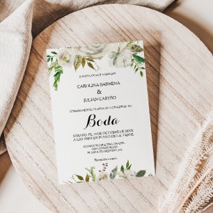 Elegante Winter White Peony Wedding Einladung