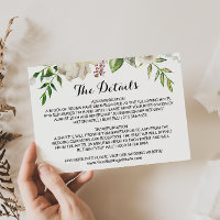 Elegante Winter White Wedding Details Einsteckkart