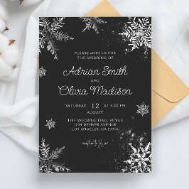 Elegante Winter Wonderland Snowflake Silver Weddin Einladung