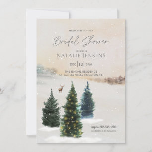 Elegante Winter Woodland Bridal Dusche Einladung