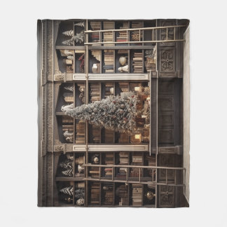 Elegante Winterbibliothek Fleecedecke