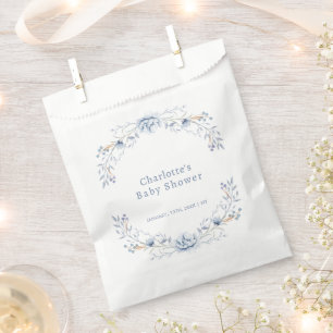 Elegante Winterblaue Wildblumen-Blumen-Baby-Party Geschenktütchen