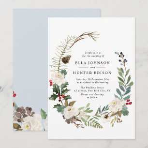elegante Winterblüte Hochzeitseinladung Einladung
