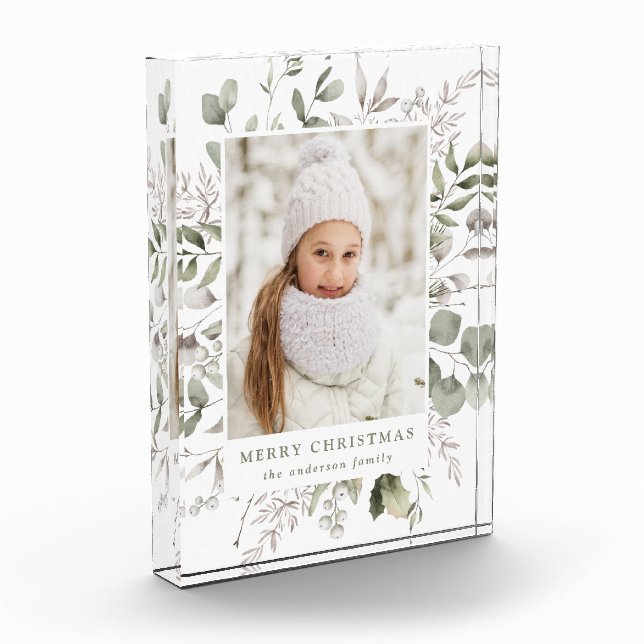 Elegante Winterfolien und Snowberries Fotoblock (Links)