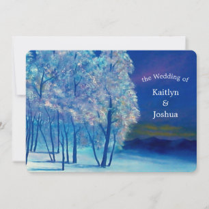 Elegante Winterfrostige Hochzeitsbäume Einladung