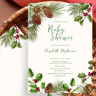 Elegante Wintergrün-Babyshower Einladung
