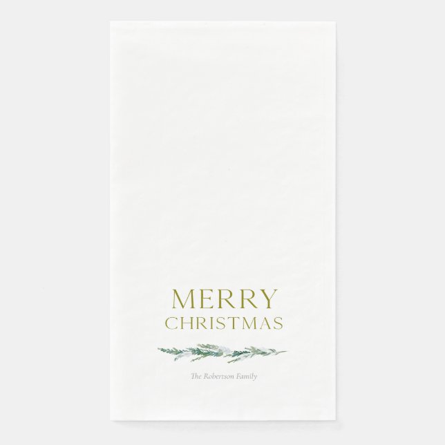 Elegante Wintergrüne Frohe Weihnachten Serviette (Vorderseite)