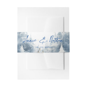 Elegante Winterlandschaft Hochzeit im Schnee Einladungsbanderole