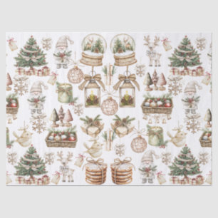 Elegante Winterlandschaft mit Vogel und Ornamenten Seidenpapier