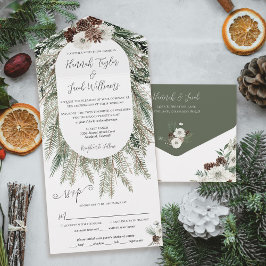 Elegante Winterpine-Hochzeit mit UAWG All In One Einladung