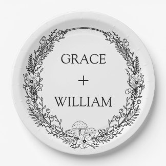 Elegante Winterschneeflocken Hochzeit Pappteller