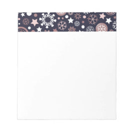 Elegante Winterschneeflocken in der Rose Notizblock