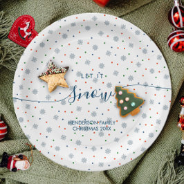 Elegante Winterschneeflocken Pappteller