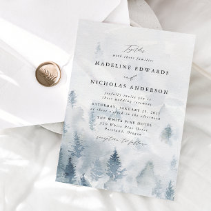 Elegante Winterwald-Hochzeit Einladung