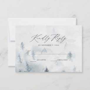 Elegante Winterwald-Hochzeits-Antwortkarte RSVP Karte