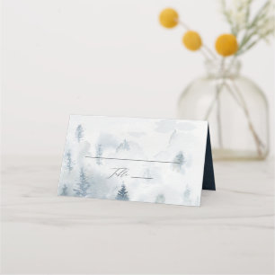 Elegante Winterwald-Hochzeitsplatzkarte Platzkarte