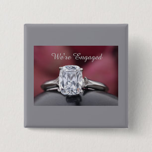 Elegante „Wir sind verlobt“ Diamantring-Party Button