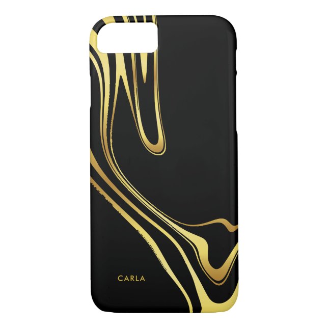 Elegante Wirbel aus Schwarz und Imitat Case-Mate iPhone Hülle (Rückseite)