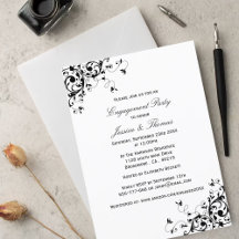 Elegante Wirbel Black & White Engagement Party