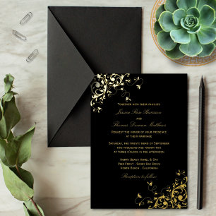 Elegante Wirbel Classic Wedding Real Folieneinladung