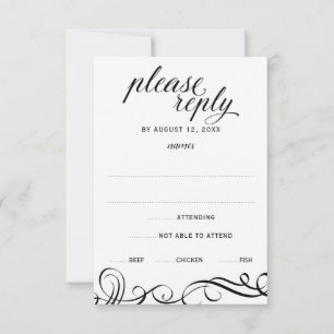Elegante Wirbel Hochzeit RSVP mit Wahlmöglichkeit Karte