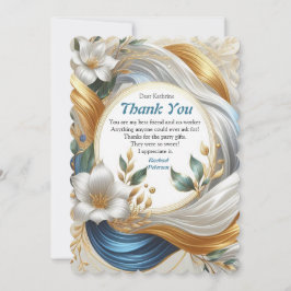 Elegante Wirbel in Gold, Silber, Blau, Gelb Dankeskarte