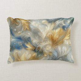 Elegante Wirbel in Gold, Silber, Blau, Gelb Dekokissen